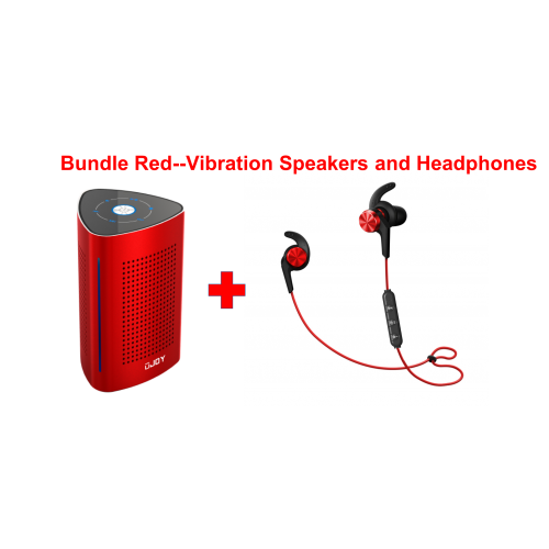 UJOY Bluetooth Vibration Speakers and in-ear headphones Bundle--Red